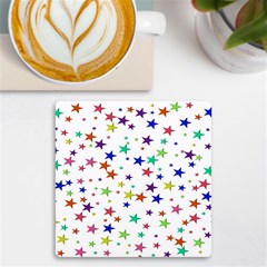 Star Random Background Scattered Uv Print Square Tile Coaster  by Hannah976