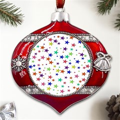 Star Random Background Scattered Metal Snowflake And Bell Red Ornament