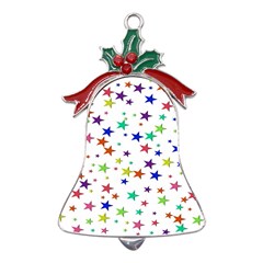 Star Random Background Scattered Metal Holly Leaf Bell Ornament by Hannah976