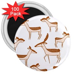 Seamless Deer Pattern Design 3  Magnets (100 Pack)