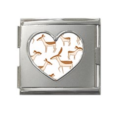 Seamless Deer Pattern Design Mega Link Heart Italian Charm (18mm)