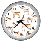 Seamless Deer Pattern Design Wall Clock (Silver) Front