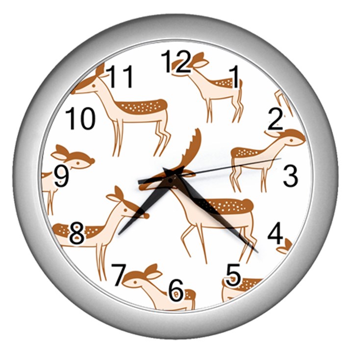 Seamless Deer Pattern Design Wall Clock (Silver)