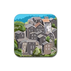 Village Place Portugal Landscape Rubber Coaster (square) by Hannah976