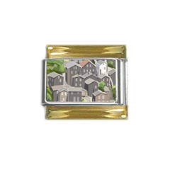 Village Place Portugal Landscape Gold Trim Italian Charm (9mm) by Hannah976