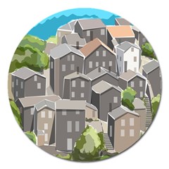 Village Place Portugal Landscape Magnet 5  (round) by Hannah976