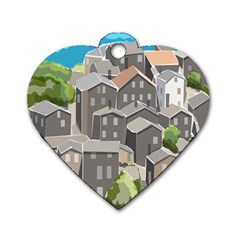 Village Place Portugal Landscape Dog Tag Heart (two Sides) by Hannah976