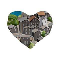 Village Place Portugal Landscape Standard 16  Premium Heart Shape Cushions by Hannah976