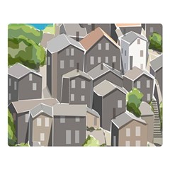 Village Place Portugal Landscape Two Sides Premium Plush Fleece Blanket (large)