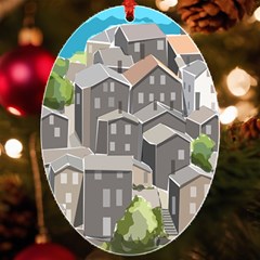 Village Place Portugal Landscape Uv Print Acrylic Ornament Oval