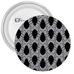 Pattern Beetle Insect Black Grey 3  Buttons by Hannah976