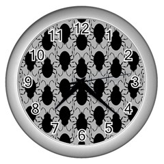 Pattern Beetle Insect Black Grey Wall Clock (silver) by Hannah976