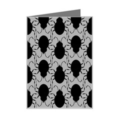 Pattern Beetle Insect Black Grey Mini Greeting Card by Hannah976