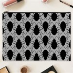 Pattern Beetle Insect Black Grey Cosmetic Bag (XXXL) Front