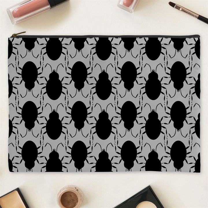 Pattern Beetle Insect Black Grey Cosmetic Bag (XXXL)