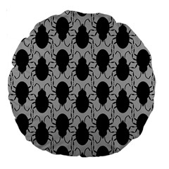 Pattern Beetle Insect Black Grey Large 18  Premium Round Cushions by Hannah976