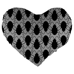 Pattern Beetle Insect Black Grey Large 19  Premium Flano Heart Shape Cushions by Hannah976