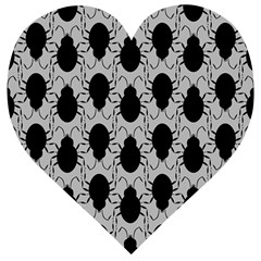 Pattern Beetle Insect Black Grey Wooden Puzzle Heart by Hannah976