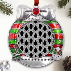 Pattern Beetle Insect Black Grey Metal X mas Ribbon With Red Crystal Round Ornament by Hannah976