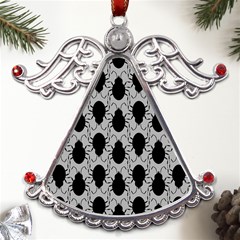 Pattern Beetle Insect Black Grey Metal Angel With Crystal Ornament by Hannah976