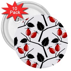 Rose Hip Pattern Branches Autumn 3  Buttons (10 Pack) 