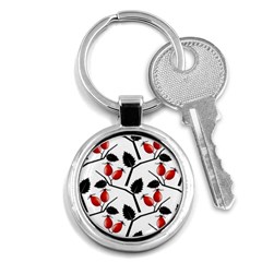 Rose Hip Pattern Branches Autumn Key Chain (round) by Hannah976