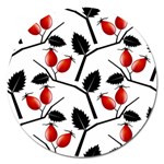 Rose Hip Pattern Branches Autumn Magnet 5  (Round) Front