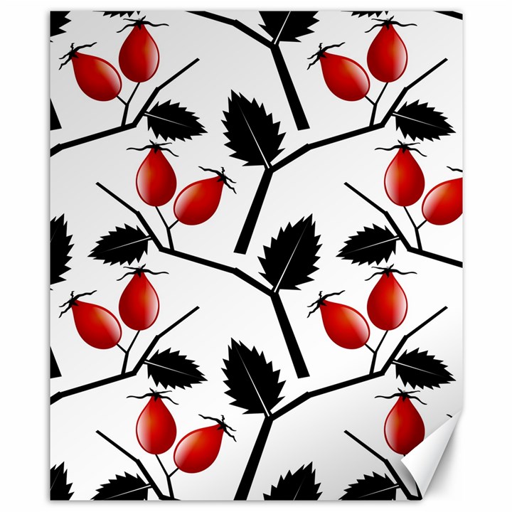 Rose Hip Pattern Branches Autumn Canvas 8  x 10 