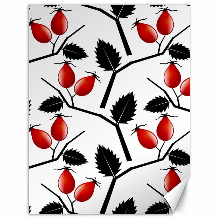 Rose Hip Pattern Branches Autumn Canvas 12  x 16 