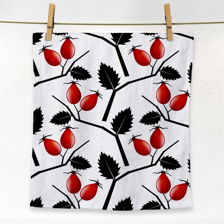 Rose Hip Pattern Branches Autumn Face Towel