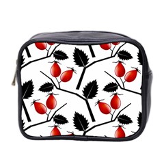 Rose Hip Pattern Branches Autumn Mini Toiletries Bag (two Sides) by Hannah976