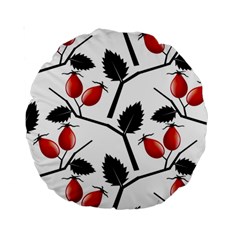 Rose Hip Pattern Branches Autumn Standard 15  Premium Round Cushions