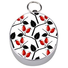 Rose Hip Pattern Branches Autumn Silver Compasses by Hannah976