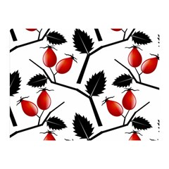 Rose Hip Pattern Branches Autumn Two Sides Premium Plush Fleece Blanket (mini)