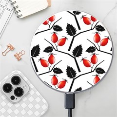 Rose Hip Pattern Branches Autumn Wireless Fast Charger(white) by Hannah976