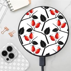 Rose Hip Pattern Branches Autumn Wireless Fast Charger(black) by Hannah976