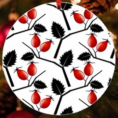 Rose Hip Pattern Branches Autumn Uv Print Acrylic Ornament Round by Hannah976