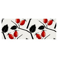 Rose Hip Pattern Branches Autumn Banner And Sign 8  X 3 