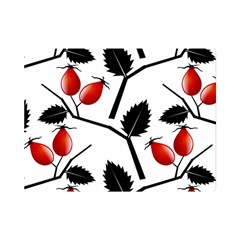 Rose Hip Pattern Branches Autumn Premium Plush Fleece Blanket (mini) by Hannah976