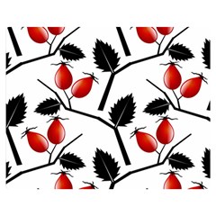 Rose Hip Pattern Branches Autumn Premium Plush Fleece Blanket (medium)