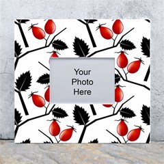 Rose Hip Pattern Branches Autumn White Wall Photo Frame 5  X 7  by Hannah976