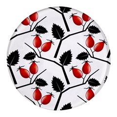 Rose Hip Pattern Branches Autumn Round Glass Fridge Magnet (4 Pack) by Hannah976