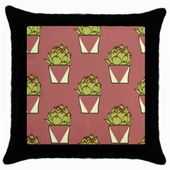 Cactus Pattern Background Texture Throw Pillow Case (black) by Hannah976