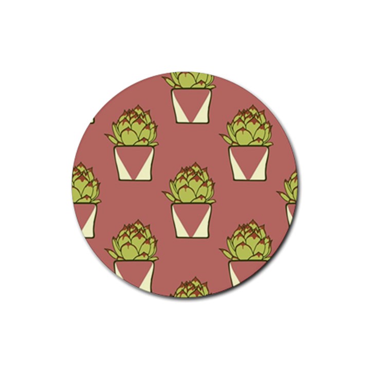 Cactus Pattern Background Texture Rubber Round Coaster (4 pack)