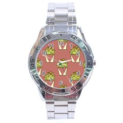 Cactus Pattern Background Texture Stainless Steel Analogue Watch by Hannah976