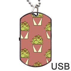 Cactus Pattern Background Texture Dog Tag Usb Flash (two Sides) by Hannah976