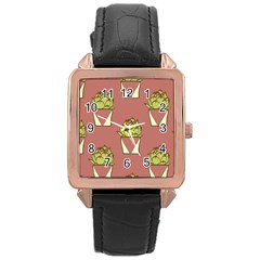 Cactus Pattern Background Texture Rose Gold Leather Watch  by Hannah976