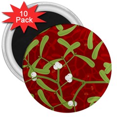 Mistletoe Christmas Texture Advent 3  Magnets (10 pack) 