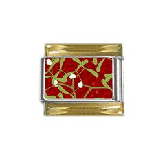 Mistletoe Christmas Texture Advent Gold Trim Italian Charm (9mm)