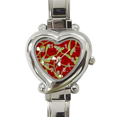 Mistletoe Christmas Texture Advent Heart Italian Charm Watch